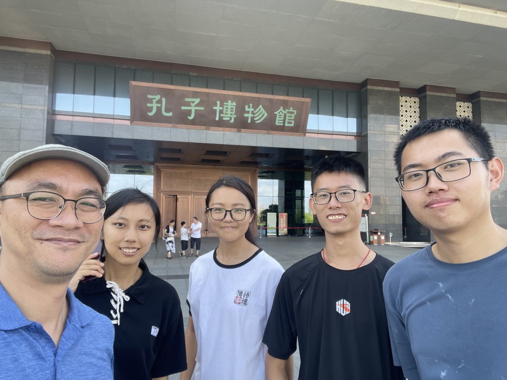 My former Chinese students now in Qufu, in front of the Confucius Museum